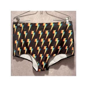 Devil Walking booty shorts rainbow lightning bolt festival rave size XL 🌈🔥